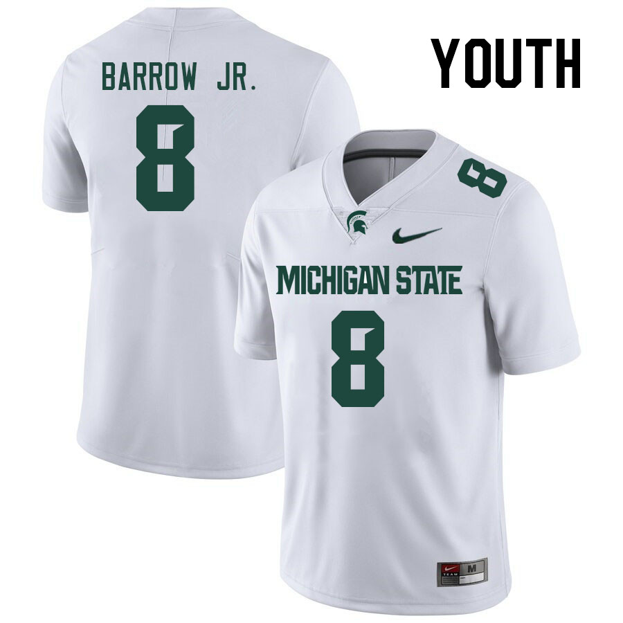 Youth #8 Simeon Barrow Jr. Michigan State Spartans College Football Jerseys Stitched-White